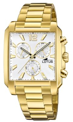 Lotus Herrenuhr Analog aus Edelstahl 316l Goldfarben | Quarzwerk, Chronograph, Widerstandsfähiges Mineralglas, Wasserdicht 5 ATM 18853/1 Special Prices