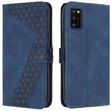 OKZone Hülle für Samsung Galaxy A41, PU Leder Flip Cover mit Magnet Kartenfach (Blau)