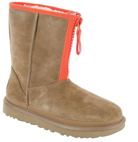 UGG Stivale classico da donna con logo a nastro e, Castagna, 37 EU