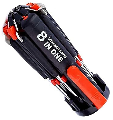 PingYanXing Screwdriver Multi Tool with Torch 8 in 1 Multifunction Screwdriver Practical Screwdriver Tool Set for General DIY Maintenance and Nightwork Repair