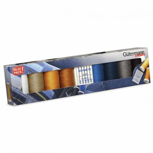 Gutermann Lot de fils à coudre et colle textile Multicolore