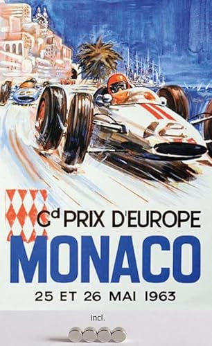 Metall Schild 20x30cm mit 4 Magneten Monte Carlo Grand Prix 1963 Blechschild