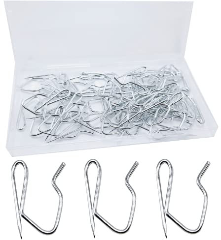 Metal Curtain Hooks Drapery Pin Hooks (60 PACK) for Window Curtain and Shower Curtain
