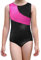 XiaoMoSha Body Ginnastica Artistica Bambina Manica Lunga/Senza Maniche Body Danza Bambina Body Ginnastica Ritmica per Bambine e Ragazze, Nero-rosa, 5-6 Anni