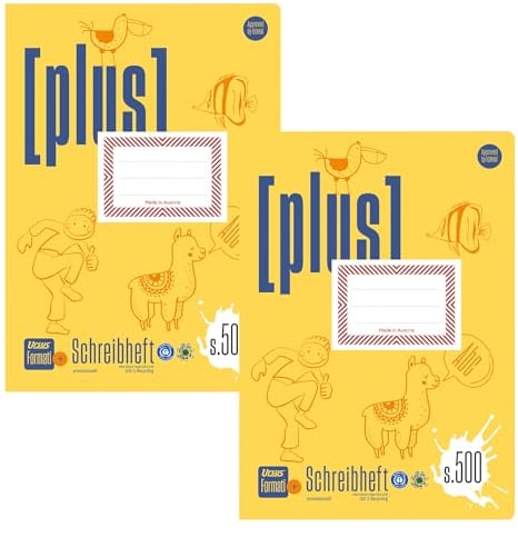 Formati Plus Schreibheft S.500 A4 20 Blatt, 10 mm liniert, 2 Stück, aus 100% Recyclingpapier, für die Grundschule