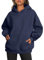 Trendy Queen Damen-Kapuzenpullover, übergroß, Fleece, langärmelig, Pullover, Herbst-Outfits mit Tasche, Marineblau, S