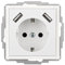 230V Steckdose mit 2 x USB-A bis 3.4 A, passend für Busch-Jaeger future® linear solo®, Studioweiß, Weiß (Steckdose mit 2 x USB-A)