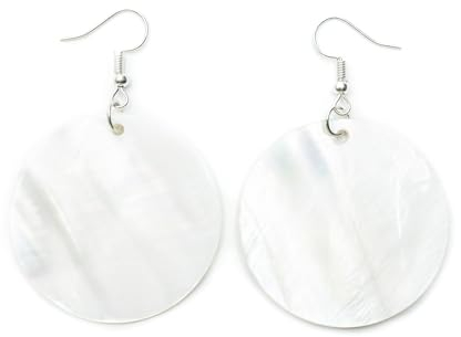 Miniblings Perlmuttscheiben Scheibe Kreis rund Permutt dick weiß 35mm - Handmade Modeschmuck I Ohrhänger Ohrschmuck versilbert
