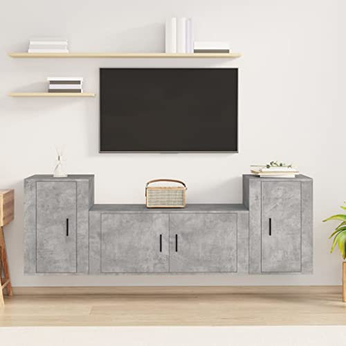 Home Outdoor Sonstiges 3-teiliges TV-Schrank-Set Beton Grau Holzwerkstoff