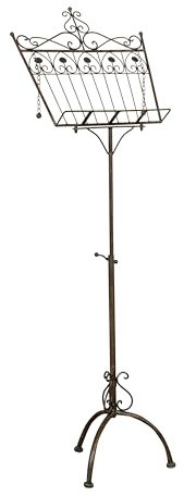 Biscottini Musiknotenständer aus Schmiedeeisen für den Boden, 46,5 x T 33 x H 139 cm, Menüständer, klappbarer Werbeständer, Menüständer, Tischbuchständer