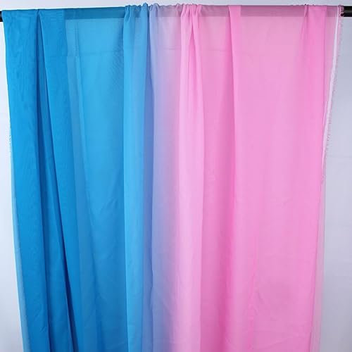 Ombre Stoff 2-Ton-Farbverlauf 100D Chiffonstoff, zur Herstellung von Tanzbekleidung, Kostümen, 150 cm breit, Meterware (Blau Rosa)