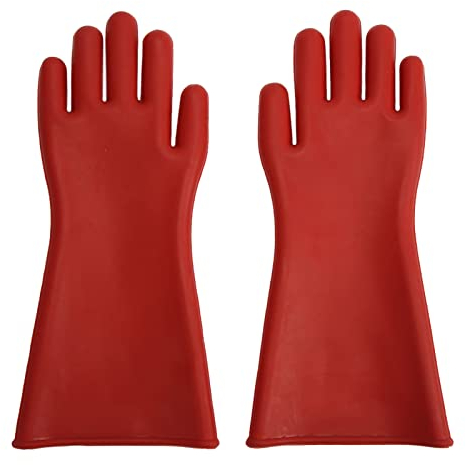 Asixxsix Hochspannungshandschuhe, 1 Paar 10000 V, elektrisch isolierte Handschuhe, Gummi-Isolierungs-Arbeitshandschuhe, wasserdichte Isolierhandschuhe, Sicherheitsschutz-Arbeitshandschuhe