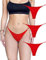 String Ficelle pour Femme en Coton Sexy Tanga Culottes Lot de 3 (Rouge, XX-Large)