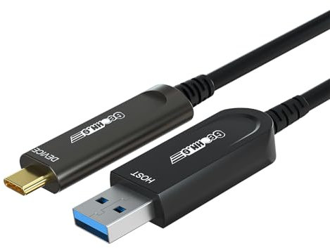 GeoHN.G Cable de fibra óptica USB A a USB C de 10 m, USB 3.2 10 Gbps, cable de extensión USB C de transferencia de datos de larga distancia para VR, cámara, mini PC, laptop, cámara web, impresora y