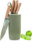 Kitchen Knif Set, 6 Pieces Professional Knife Set for Kitchen, Ultra-Sharp Stainless Steel Chef Knife Set with Universal Knife Block, Perfect Present for Mom Wife Girl (Green)