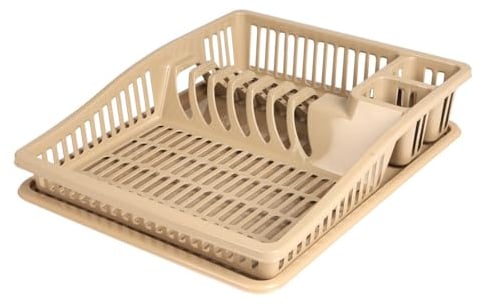 Urban Living Sonoma Geschirrkorb mit Tablett, 38,5 x 31 x 8 cm, Dune, Beige