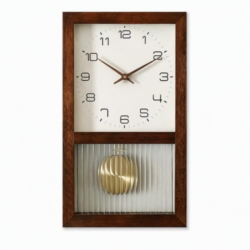 Itigoitie Pendulum Wall Clock,Japanese Vintage Log Clock, Quiet Hanging Wall Clock for Living Room Decor, Battery Operated,Office & Home Décor Gift(No Battery Included)