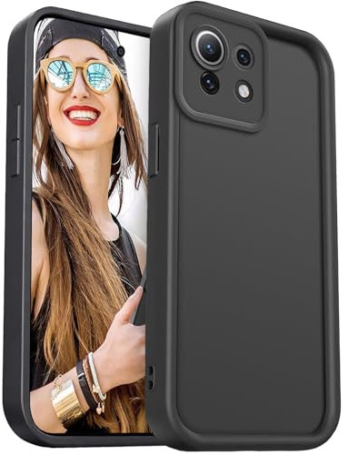 DESSEN Hülle für Xiaomi Mi 11 Lite 5G / 4G / NE Handyhülle - Silikon Schutzhülle Stoßfest Kameraschutz Camera Protection Case Weiche TPU Bumper Cover, Schwarz