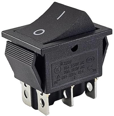 Interruttore a bilanciere ON/ON, 6 poli, 16 A, 250 V AC/DC, interruttore dispositivo, nero