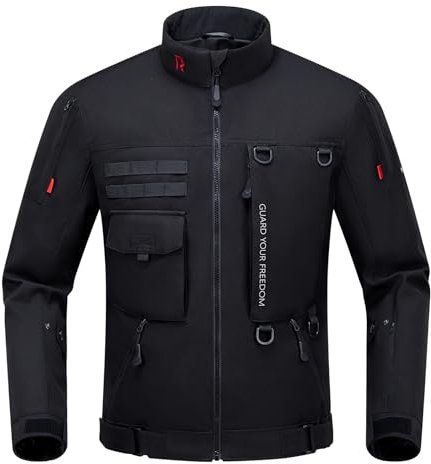 IRON JIA'S Veste de Moto Hommes Femmes Toutes Saisons Blouson Moto CE Epaulettes Coudières Doublure Amovible Imperméable et Coupe-Vent Noir S
