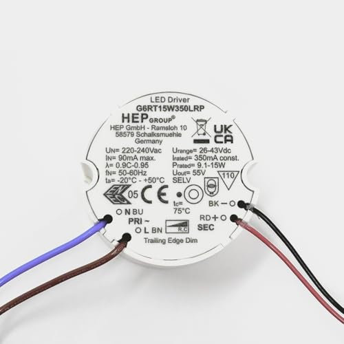 Driver LED Driver dimmerabile G6RT15W350LRP con cavo 43 V 350 mA 50/60 Hz 15 W trasformatore elettronico dimmerabile bianco