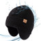 TOP-EX XL/XXL Merinowolle Beanie Herren Damen mit Ohrenklappen wasserdichte Warme Wintermütze Strickmuetze mit Fleecefutter Outdoor Ski Mütze 95562_Schwarz L/XL