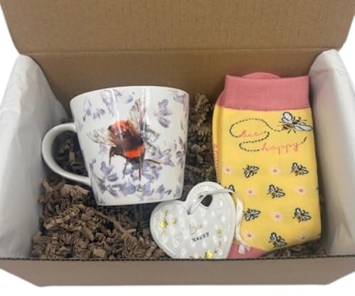 Woodside Home Living Bee Happy Mug Plaque Socks Treat Box Gift Hamper