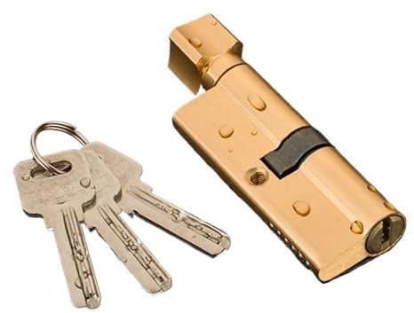 Cylindre de Serrure Serrure à cylindre de porte biaisée 70mm, 3 clés antivol, serrure de porte d'entrée en laiton AB, sécurité de la maison, cylindre de serrure de chambre à coucher intérieure(D)