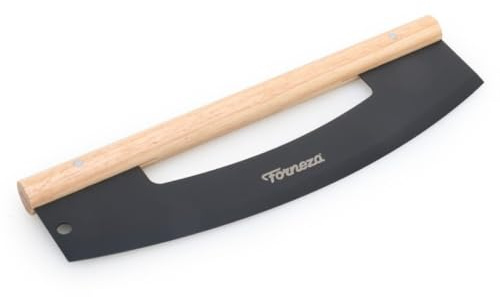 Forneza Cortador de pizza con mango de madera noble, cuchillo de pizza de acero inoxidable, cuchillo afilado y mango de madera