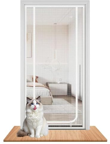 Foway Porte Moustiquaire pour Chat | Protection Amovible pour Portes,90X220 cm Protection Zip pour Escaliers Ouvertures Couloirs Appartements Balcons Accès Pratique Domicile
