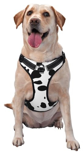 Dalmatiner Hundedruck Schwarzer Fleck, Haustiergeschirr, Verstellbares reflektierendes Hundegeschirr, Haustierleinenweste,L