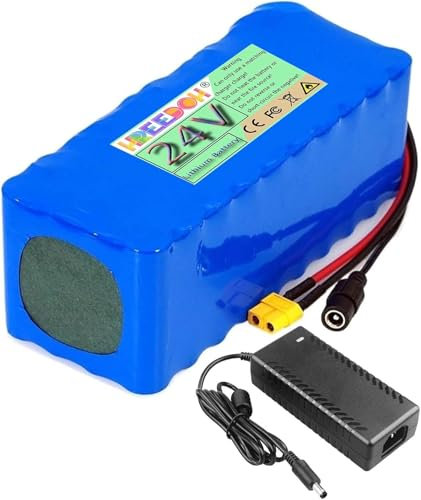 Batteria agli ioni di litio da 24 Volt, batteria al litio da 24 V, batteria di ricambio da 24 V, 5 Ah, 7,5 Ah, 10 Ah, 12,5 Ah, 15 Ah, 17,5 Ah, 20 Ah con caricabatterie per motore da 0 a 500