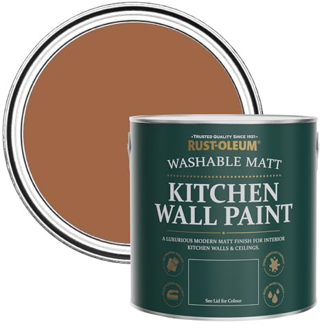 Rust-Oleum Washable Kitchen Wall & Ceiling Paint Paint, Stain, Mould and Moisture Resistant in Matt Finish - Cinnamon 2.5 litres