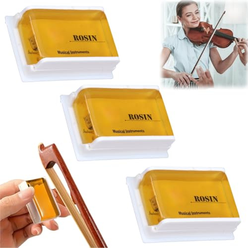 3 PCS Violin Rosin,Light Low Dust Resin,Low Dust Light Yellow Rosin for Bows with Case,Universal String Instrument Accessory,Violin Rosin for Bow,Cello Rosin,All-Natural Pine Resin