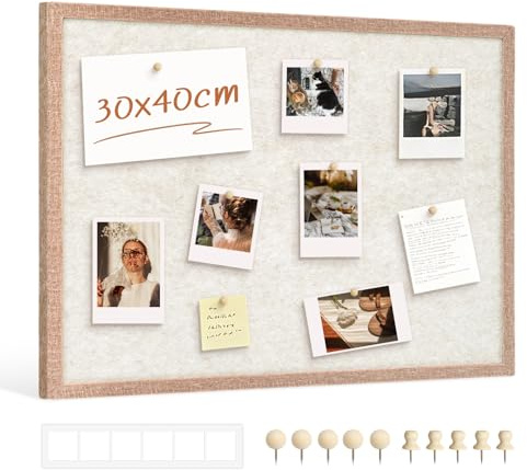 DOLLAR BOSS Small Pin Board 100% Felt Cork Boards for Walls 30 X 40 cm Vision Board Bulletin Board Decorative Display Board for Memos, Jewelry and Photos, with No-Trace Tapes & Pins, 1 Pack