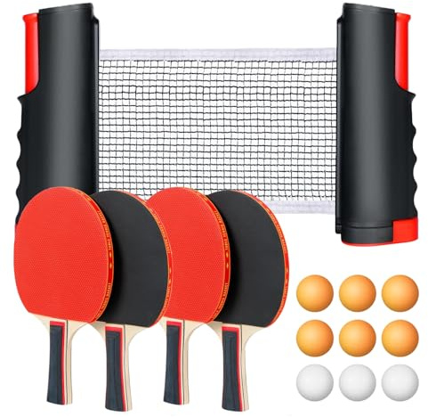 Flintronic bordtennisset, bordtennisracket, 2 bordtennisracket + 3 bordtennisbollar, ping pong set, bordtennisracket set med bärväska för nybörjare och avancerade, familjer och proffs