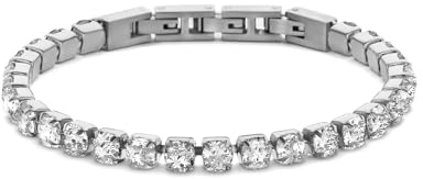 Frank 1967 7FB-0856 Herenarmband Zilverkleurig | Zirkonia, Lengte 21 cm, Breedte 4 mm