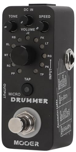 HUSHUI Drum Machine Pedal Kompakter Metalleffekt mit 121 Loops für E-Gitarristen – True Bypass 95 MA
