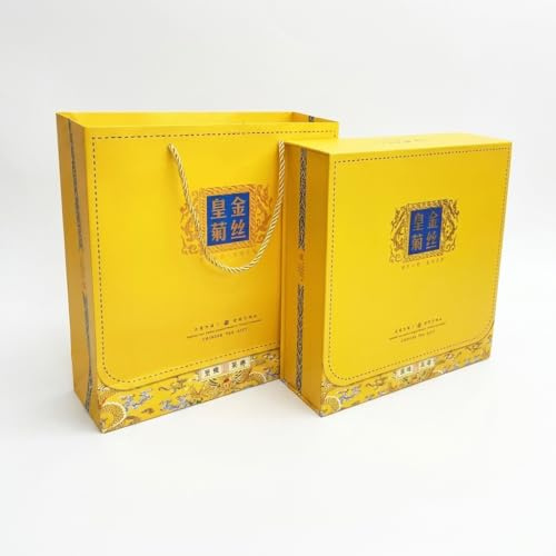 Nishiyuenyi Contenitore Regalo per Tè al Crisantemo Dorato, Scatola Cartone con Borsa Abbinata, scatole per bomboniere