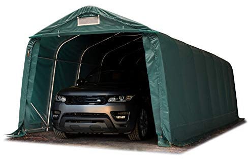 TOOLPORT Tente-Garage carport 3,3 x 8,4 m d'élevage abri agricole Tente de Stockage bâche PVC 800 N Armature Solide Vert Fonce