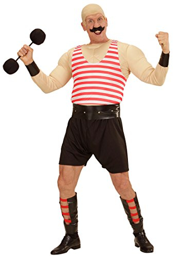 NET TOYS Zirkus Kostüm Muskelmann Herrenkostüm M/L (50/52) Gewichtheber Muskel Kostüm Dompteur Verkleidung