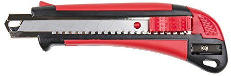 STIER Cutter Messer 18mm breit mit Bleistiftanspitzer zum Schneiden von Karton, Teppich & PVC, Kuttermesser, Klingenmesser, Teppichmesser, Kartonmesser