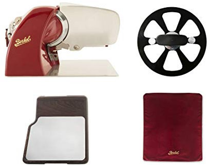YesEatIs Berkel - Home Line 200 + Schneidebrett Edelstahl + Slicer Cover Rot Größe + Messer-Abnehmer (Rot)
