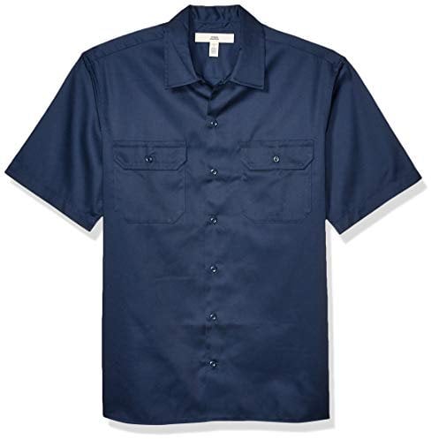 Amazon Essentials Men's Short-Sleeve Stain and Wrinkle-Resistant Work Shirt, Navy, XL