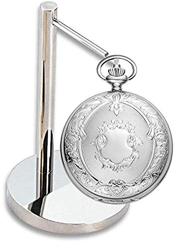 Taschenuhrständer – Bewahrt Ihre Taschenuhr ideenreich wie stilbewusst auf – Standfester Sockel (silberfarben)