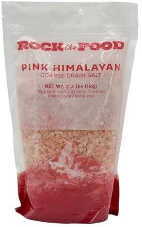 Rock The Food | Pink Himalayan Salt Bulk, 2.2 lb Coarse Grain | For Table Salt in Grinders or Spice Jars | Gourmet Pure Crystal | 100% Natural & Kosher Certified