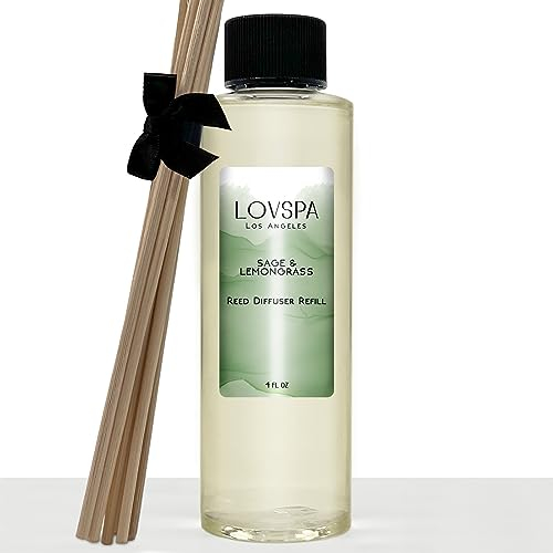 LOVSPA Duftstäbchen für Duftstäbchen, Nachfüllpack mit Ersatzduftstäbchen, Raumduft aus vielen Düften erhältlich, hergestellt mit natürlichen ätherischen Ölen 4 oz Salbei & Lemongrass