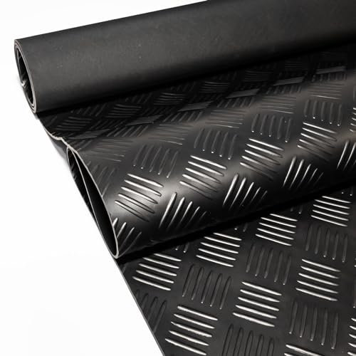 Anro Tapis de protection en caoutchouc avec picots - 100 cm- Tapis de sol, Caoutchouc SBR., Aspect tôle ondulée., 70 x 100cm