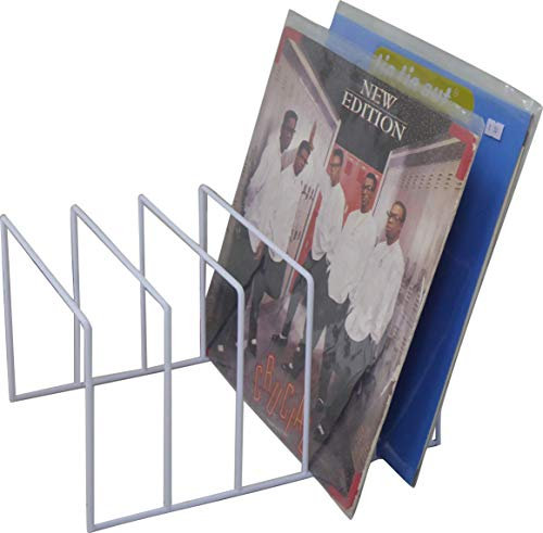 7even Schallplatten Ständer Metall Weiß - LP & 12 Vinyl Aufbewahrung Regal für ca. 50 Platten 32x25x18cm