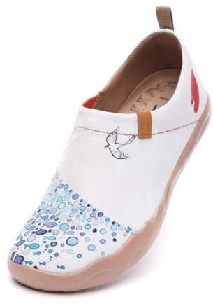 UIN Pacific Time Damen Bequeme Fisch Reiseturnschuhe Mode gemalte Wanderschuhe Slip On Schuhe Canvas（38.5）
